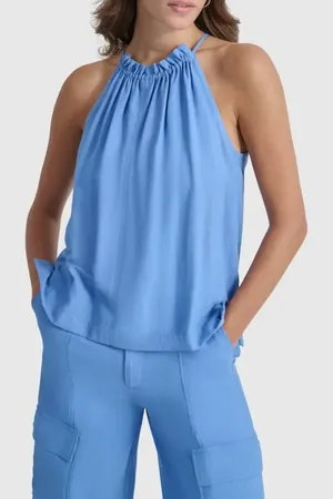DKNY Sleeveless Halter Neck Crinkle Top in at Nordstrom, Size X-Large
