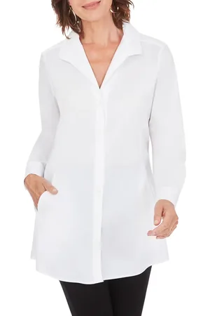 Foxcroft Cecilia Non-Iron Button-Up Tunic Shirt in at Nordstrom, Size 2