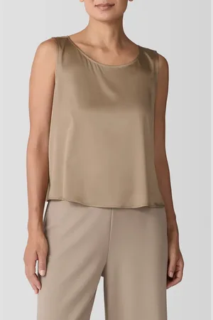 Eileen Fisher Ballet Neck Stretch Silk Tank in at Nordstrom, Size X-Small