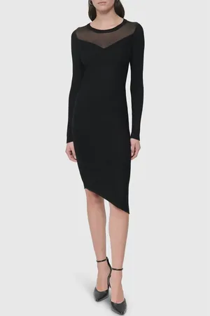 DKNY Illusion Neck Long Sleeve Dress in at Nordstrom, Size Medium