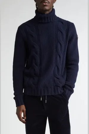 Moncler Ciclista Cable Stitch Virgin Wool & Cashmere Turtleneck Sweater in at Nordstrom, Size Small