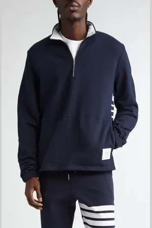 Thom Browne 4-Bar Stripe Funnel Neck Half Zip Sweatshirt in at Nordstrom, Size 2