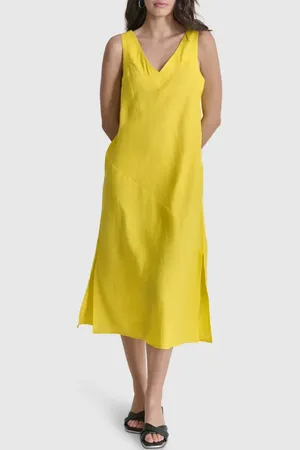 DKNY Asymmetric Sleeveless Linen Dress in at Nordstrom, Size Small