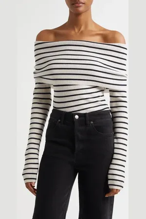 A.L.C. Evelyn Off the Shoulder Merino Wool Blend Sweater in at Nordstrom, Size Medium