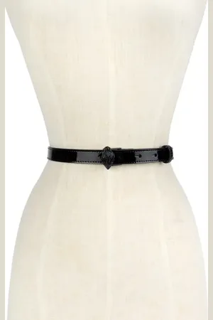 Kurt Geiger Patent Leather Belt with Eagle Head Buckle in at Nordstrom, Size Large
