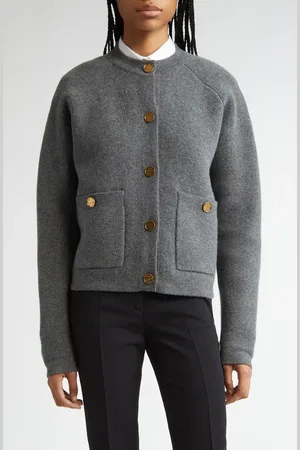 Totême Hammered Button Wool & Cashmere Blend Cardigan in at Nordstrom, Size Large