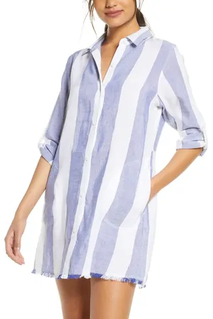 Tommy Bahama Rugby Beach Stripe Cover-Up Tunic Shirt in at Nordstrom, Size Small