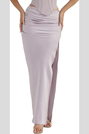 House Of Cb Jia Pleated Satin Maxi Skirt in at Nordstrom, Size Small