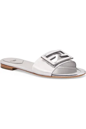 Fendi Baguette Metallic Slide Sandal in at Nordstrom, Size 5Us
