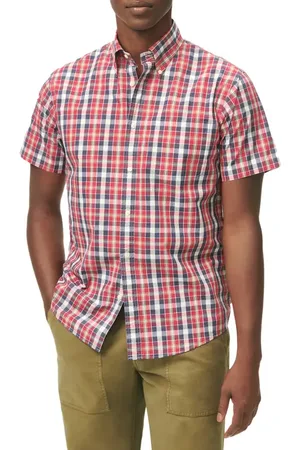 Brooks Brothers Friday Plaid Short Sleeve Cotton Poplin Button-Down Shirt in at Nordstrom, Size Medium