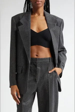 Alexander Wang Hotfix Beaded Oversize Wool Twill Blazer in at Nordstrom, Size Medium
