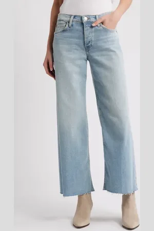 RE/DONE High Waist Raw Hem Wide Leg Crop Jeans in at Nordstrom, Size 27