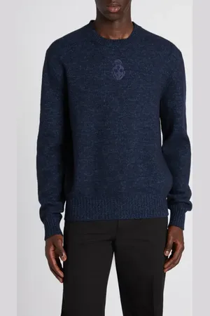 Alexander McQueen Skull Embroidered Wool Blend Moulin?? Crewneck Sweater in at Nordstrom, Size Medium