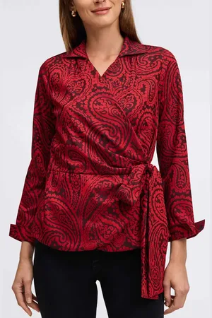 Foxcroft Saline Paisley Jacquard Wrap Top in at Nordstrom, Size X-Large