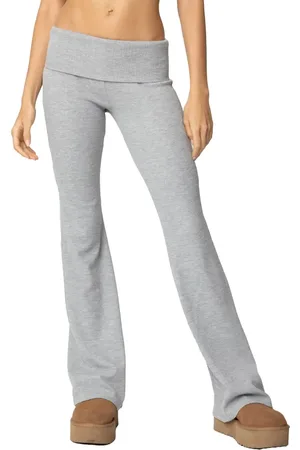 Edikted Sab Waffle Knit Foldover Pants in at Nordstrom, Size Small