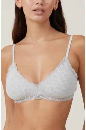 Cotton On Organic Cotton Lace Triangle Padded Bralette in at Nordstrom, Size Small