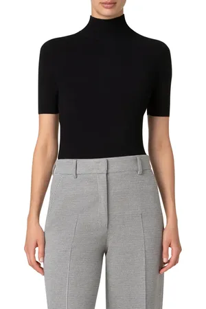 AKRIS Back Zip Mock Neck Sweater in at Nordstrom, Size 6