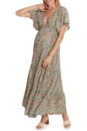 Cache Coeur Victoria Floral Cotton Nursing/Maternity Maxi Dress in at Nordstrom, Size Medium