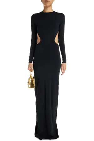 Balenciaga Cutout Long Sleeve Stretch Jersey Gown in at Nordstrom, Size X-Large