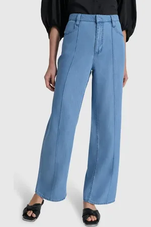 DKNY Pintuck Pleat Wide Leg Jeans in at Nordstrom, Size 2