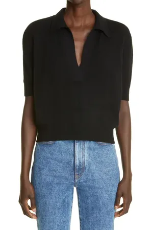 Khaite Jo Shrunken Stretch Cashmere Polo Sweater in at Nordstrom, Size Small