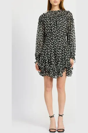 En Saison Genevieve Long Sleeve Chiffon Minidress in at Nordstrom, Size Large