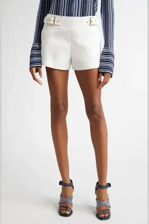 Ramy Brook Aditi Buckle Detail Cotton Blend Shorts in at Nordstrom, Size 10