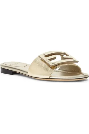Fendi Baguette Metallic Slide Sandal in at Nordstrom, Size 7Us