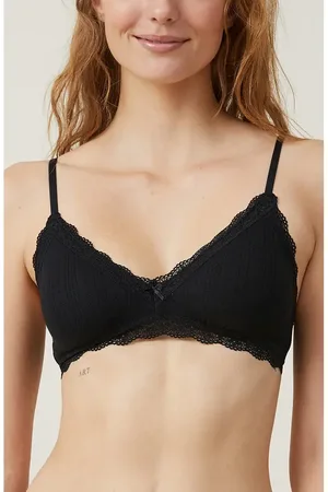Cotton On Organic Cotton Lace Triangle Padded Bralette in at Nordstrom, Size X-Small