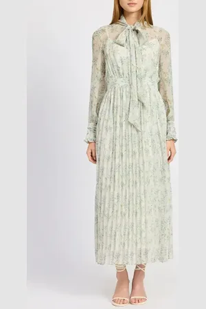 En Saison Marlene Print Tie Neck Long Sleeve Maxi Dress in at Nordstrom, Size Small
