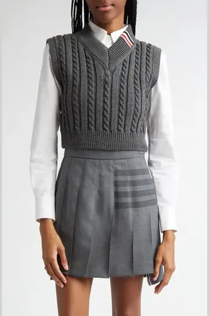 Thom Browne Cable Knit Virgin Wool Sweater Vest in at Nordstrom, Size 6 Us