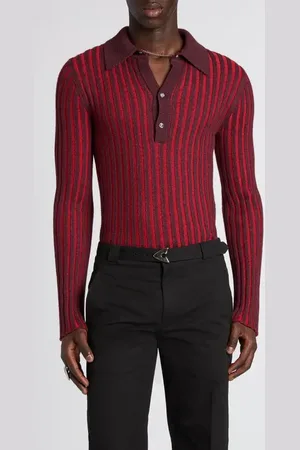 Alexander McQueen Silk & Wool Rib Polo Sweater in at Nordstrom, Size Large