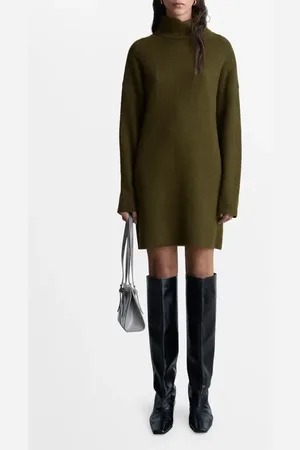 MANGO Taldote Long Sleeve Turtleneck Sweater Dress in at Nordstrom, Size Large