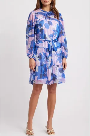 Julia Jordan Floral Long Sleeve Tiered Dress in at Nordstrom, Size Small
