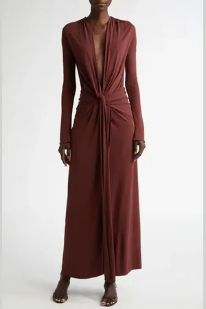 JOHANNA ORTIZ Finding Yourself Plunge Neck Long Sleeve Jersey Maxi Dress in at Nordstrom, Size 2