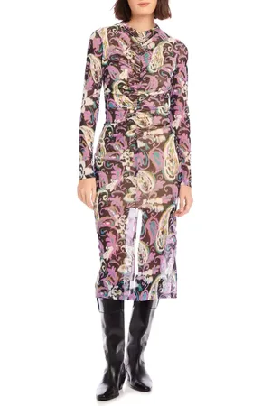 Fifteen Twenty Selena Ruched Long Sleeve Midi Dress in at Nordstrom, Size Small