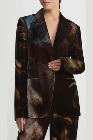 Lafayette 148 New York X Save Venice Peaked Lapel Single Breasted Velvet Blazer in at Nordstrom, Size 6