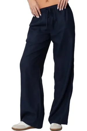 Edikted Yasmine Low Rise Linen Blend Drawstring Pants in at Nordstrom, Size Medium