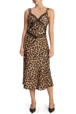 Bardot Emory Lace Inset Satin Midi Slipdress at Nordstrom, Size 4