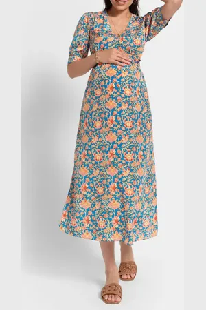 Séraphine Pleated A-Line Midi Maternity Dress in at Nordstrom, Size 2