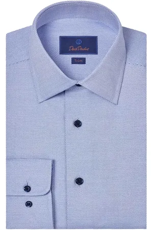 David Donahue Trim Fit Cotton Microdobby Dress Shirt in at Nordstrom, Size 14.5 - 32