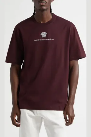 VERSACE Medusa Embroidered Cotton T-Shirt in at Nordstrom, Size Small