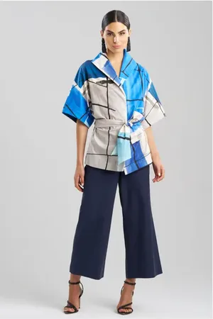 Natori Sorairo - Printed Cotton Poplin Wrap Top in at Nordstrom, Size X-Small Short