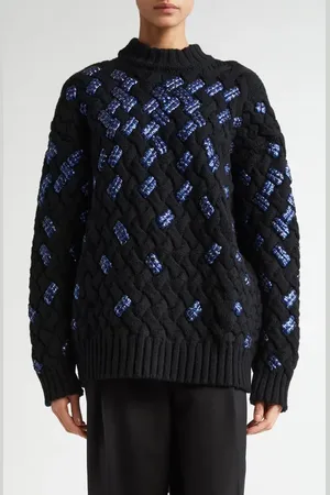 DRIES VAN NOTEN Embellished Virgin Wool Cable Knit Sweater in at Nordstrom, Size Medium