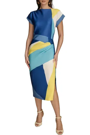 Donna Karan Colorblock Scuba Knit Midi Dress in at Nordstrom, Size 4
