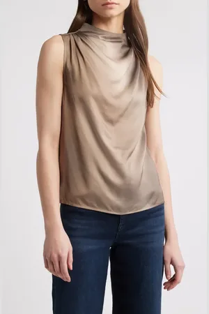 RAG&BONE Julie Mock Neck Sleeveless Satin Top in at Nordstrom, Size Medium