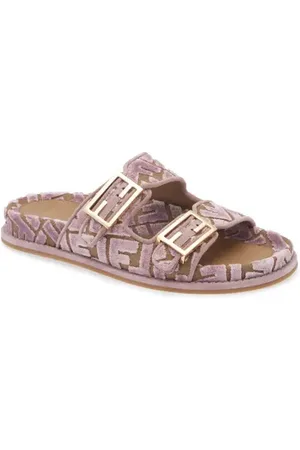Fendi Feel Velvet Jacquard Dual Strap Slide Sandal in at Nordstrom, Size 6Us