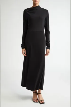 Totême Draped Long Sleeve Jersey Dress in at Nordstrom, Size X-Small