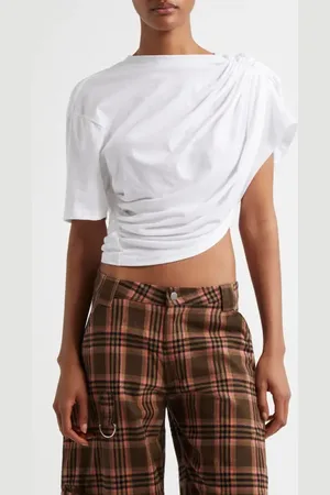 Collina Strada Eva Draped Organic Cotton Crop Top in at Nordstrom, Size Medium