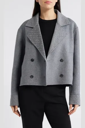 HUGO BOSS Jutano Contrast Print Double Breasted Wool Blend Jacket in at Nordstrom, Size 10